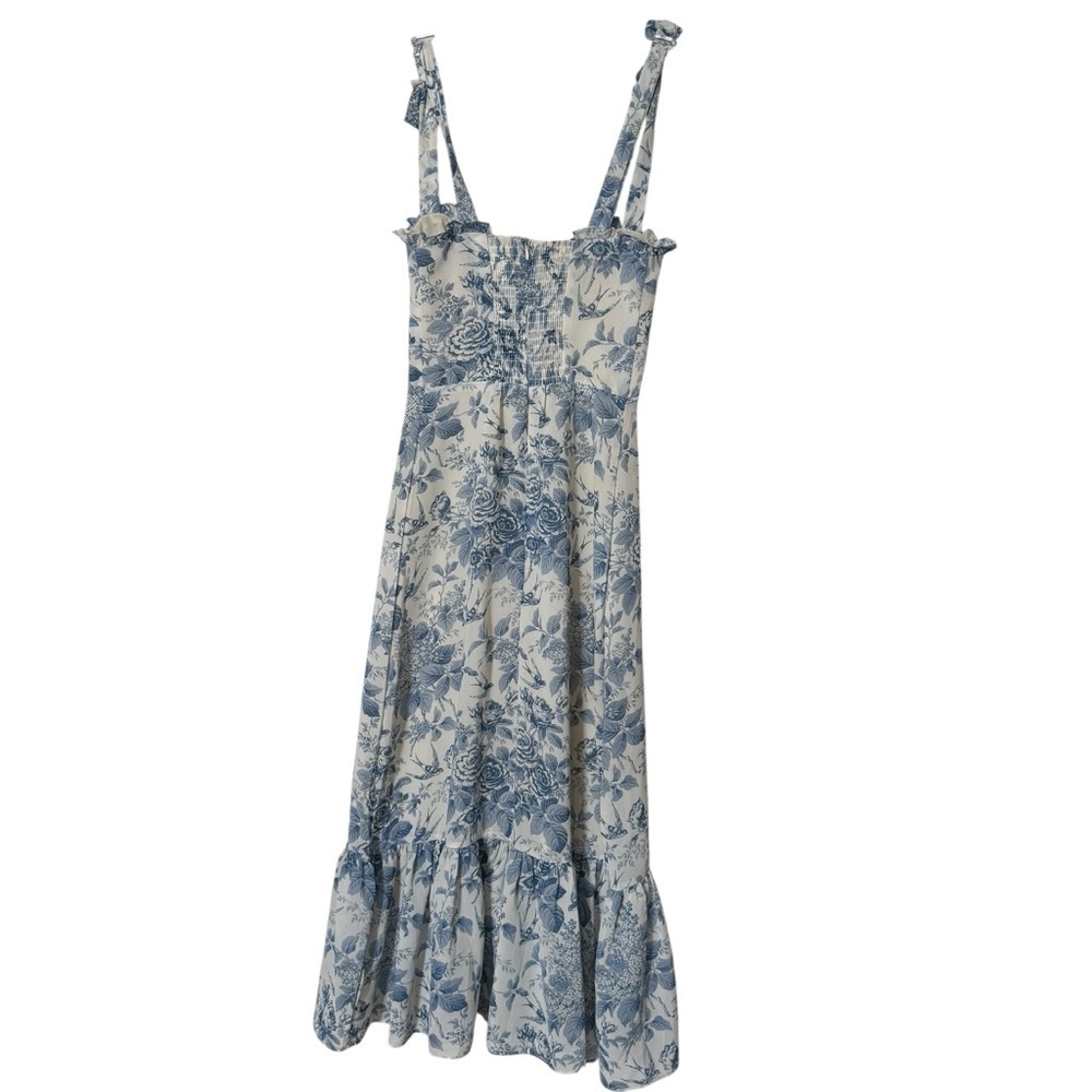 Strangers & Lovers Blue Floral Midi Dress Ruffle Hem Size S - Picture 4 of 10
